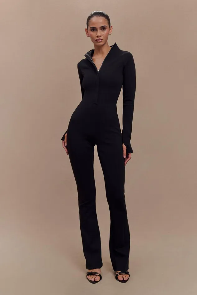Women Meshki Bottoms Margaery Scuba Jersey Jumpsuit 8211 Black