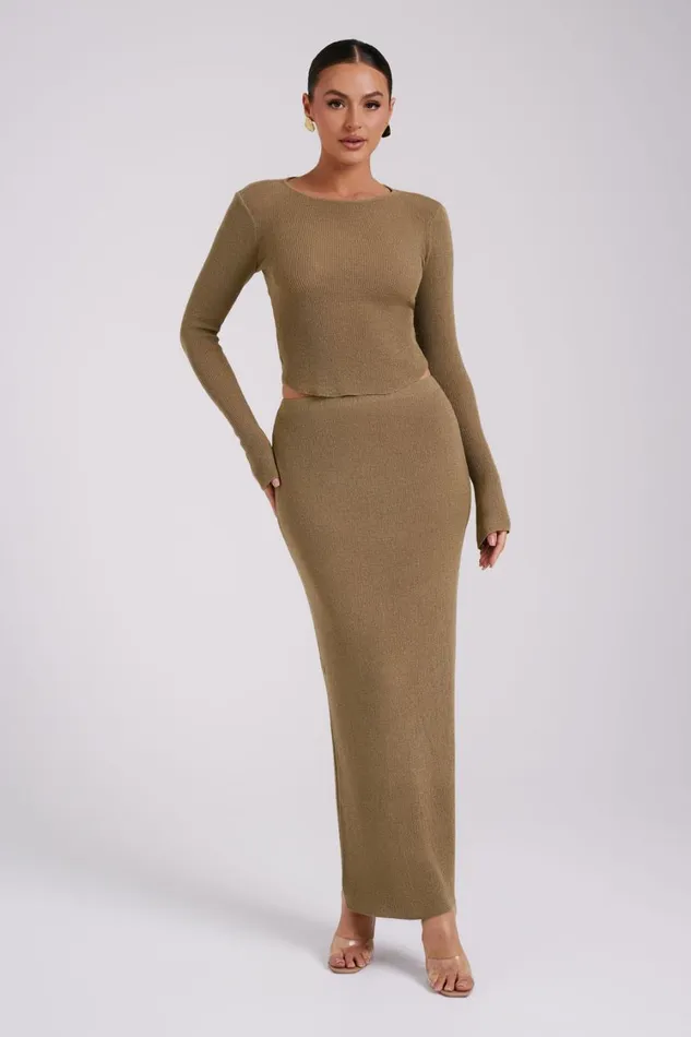 Women Meshki Bottoms Maribelle Knit Maxi Skirt 8211 Olive