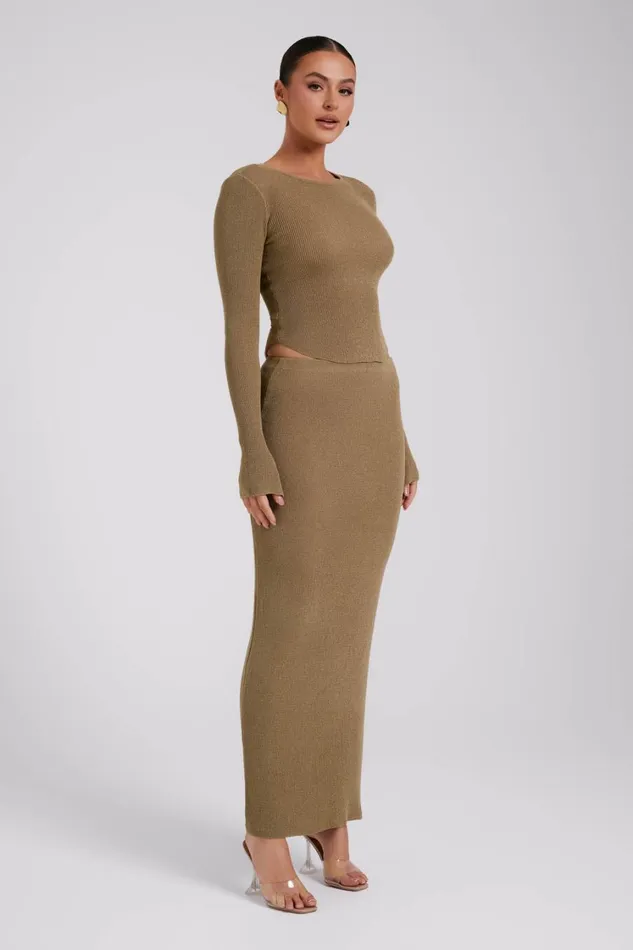 Women Meshki Bottoms Maribelle Knit Maxi Skirt 8211 Olive