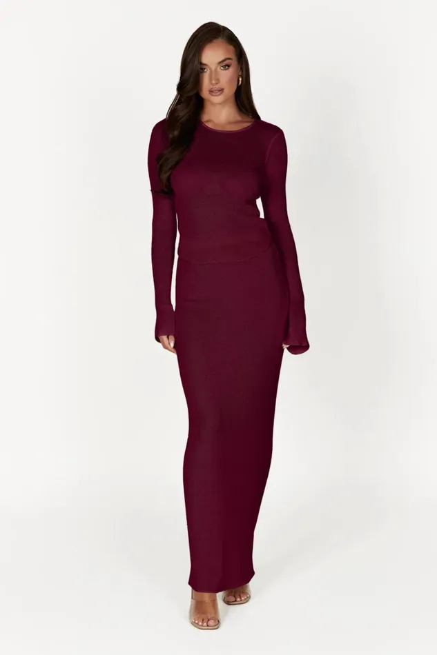Women Meshki Bottoms Maribelle Knit Maxi Skirt 8211 Wine