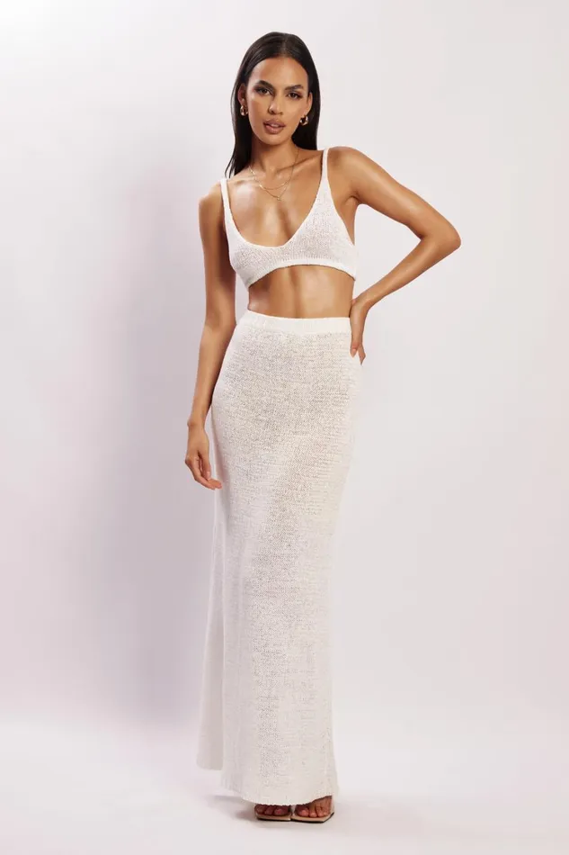 Women Meshki Bottoms Mary Knit Maxi Skirt 8211 White Women Meshki Bottoms Mary Knit Maxi Skirt 8211 White