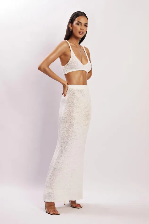 Women Meshki Bottoms Mary Knit Maxi Skirt 8211 White Women Meshki Bottoms Mary Knit Maxi Skirt 8211 White