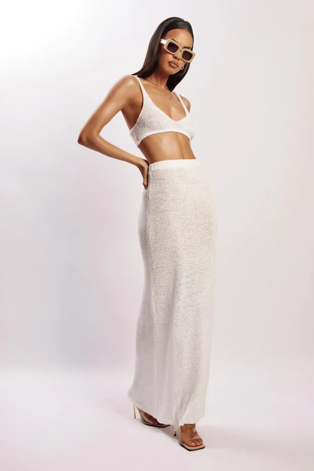 Women Meshki Bottoms Mary Knit Maxi Skirt 8211 White Women Meshki Bottoms Mary Knit Maxi Skirt 8211 White