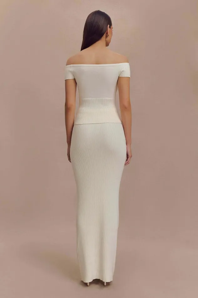 Women Meshki Bottoms Mathilde Ribbed Knit Maxi Skirt 8211 Ivory