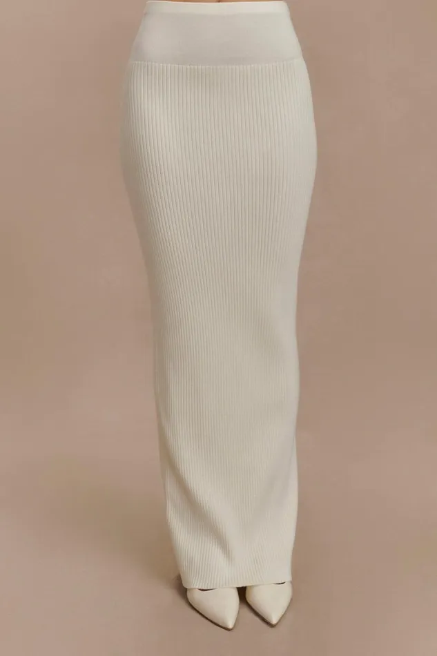 Women Meshki Bottoms Mathilde Ribbed Knit Maxi Skirt 8211 Ivory