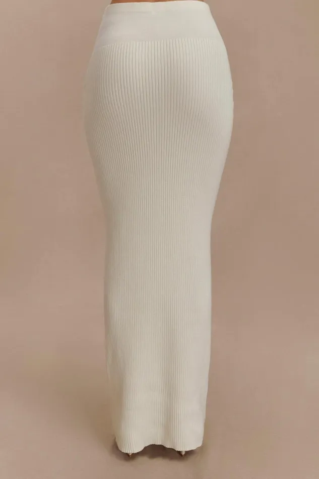 Women Meshki Bottoms Mathilde Ribbed Knit Maxi Skirt 8211 Ivory