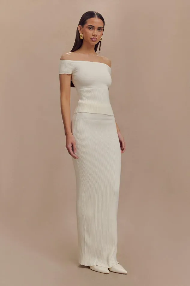 Women Meshki Bottoms Mathilde Ribbed Knit Maxi Skirt 8211 Ivory