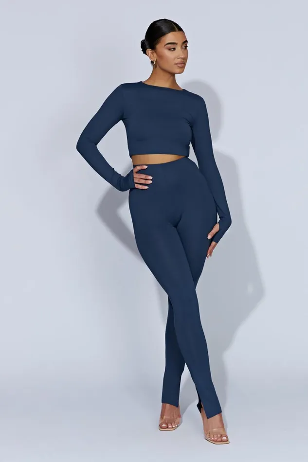Women Meshki Bottoms Michelle Side Split Leggings 8211 Midnight Navy
