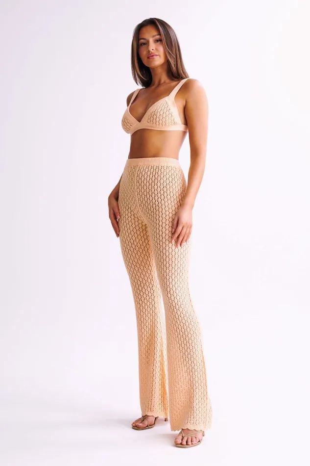 Women Meshki Bottoms Rosana Crochet Straight Leg Pants 8211 Apricot