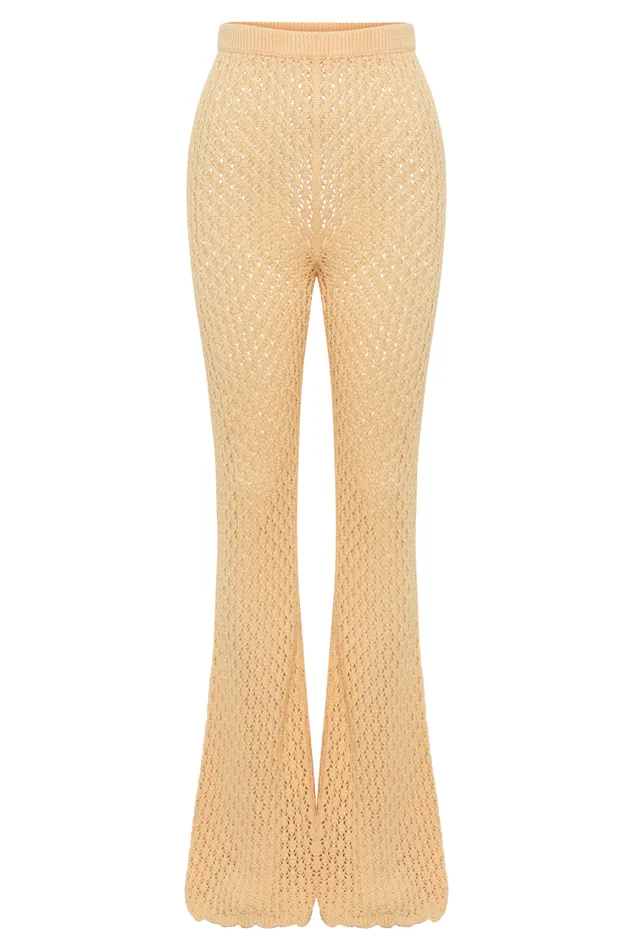 Women Meshki Bottoms Rosana Crochet Straight Leg Pants 8211 Apricot
