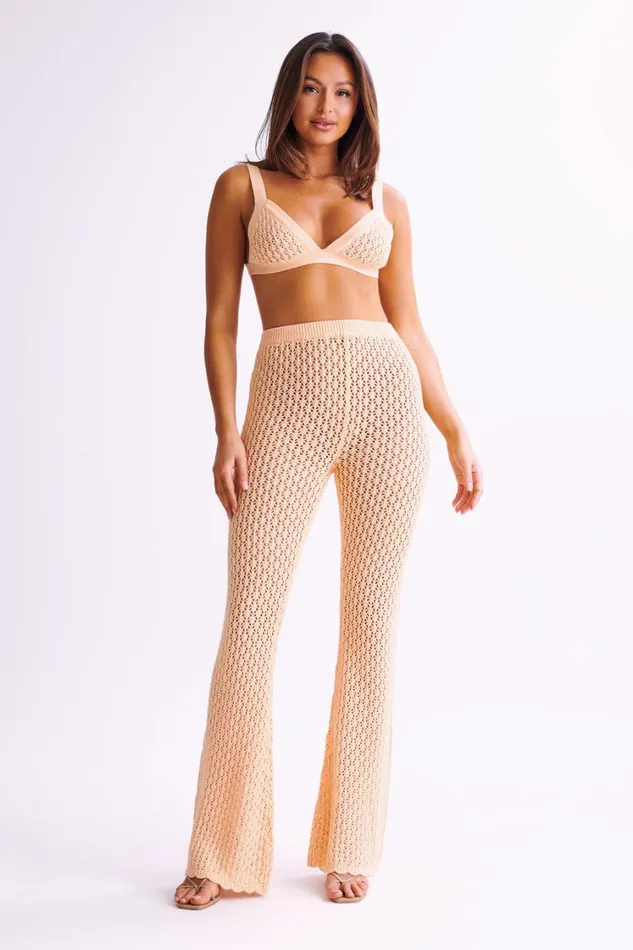 Women Meshki Bottoms Rosana Crochet Straight Leg Pants 8211 Apricot