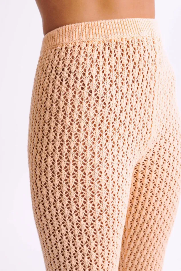 Women Meshki Bottoms Rosana Crochet Straight Leg Pants 8211 Apricot