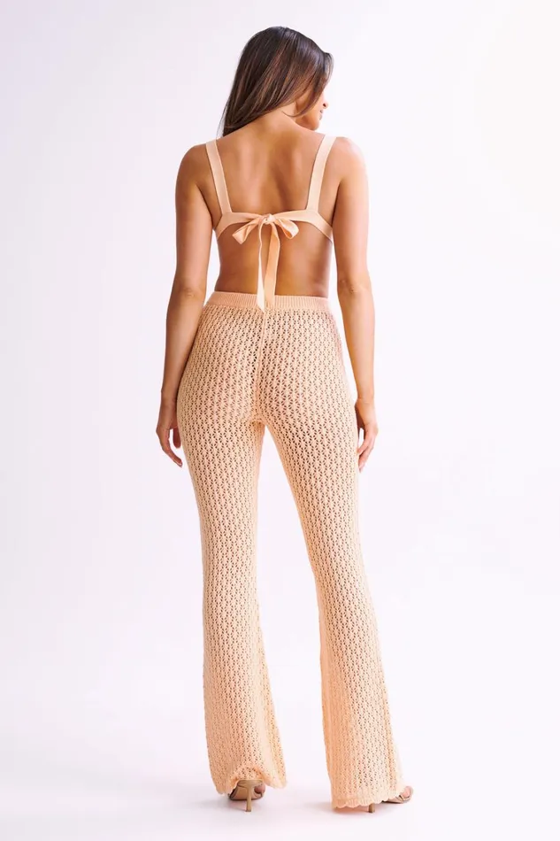 Women Meshki Bottoms Rosana Crochet Straight Leg Pants 8211 Apricot