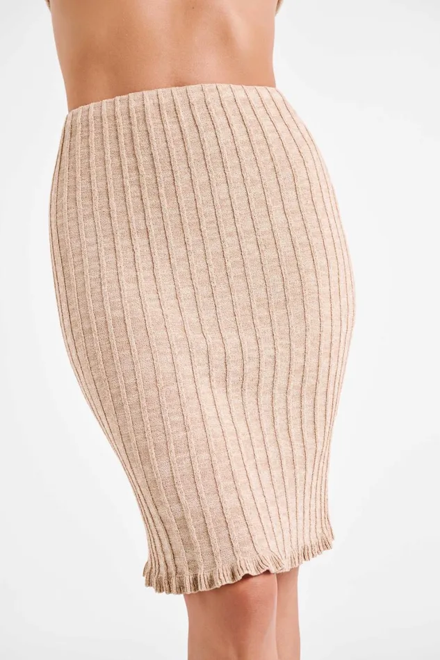 Women Meshki Bottoms Silvia Knit Midi Skirt 8211 Wheat