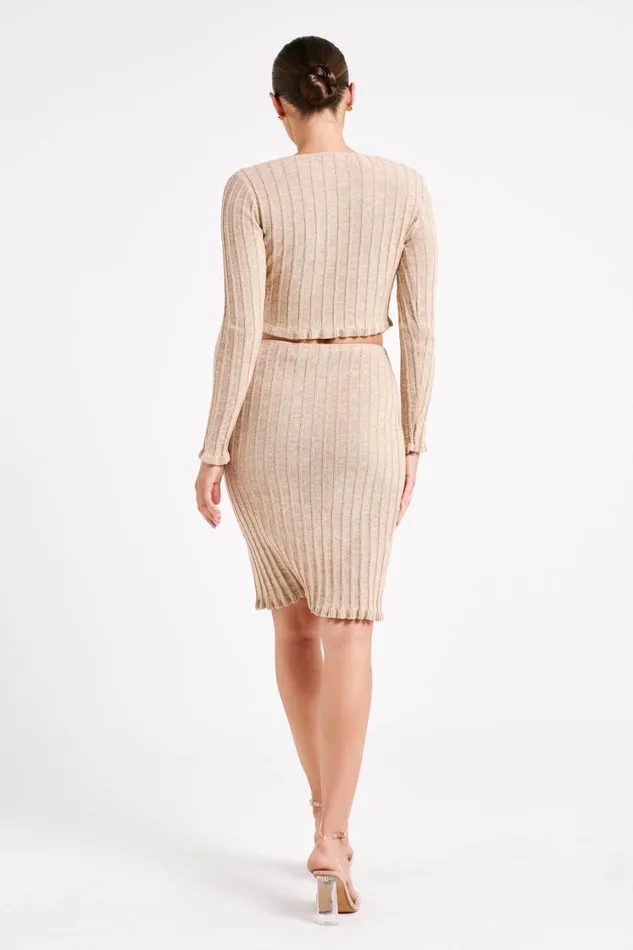 Women Meshki Bottoms Silvia Knit Midi Skirt 8211 Wheat