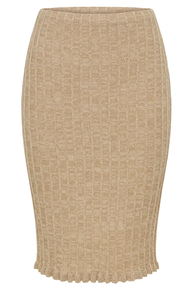 Women Meshki Bottoms Silvia Knit Midi Skirt 8211 Wheat