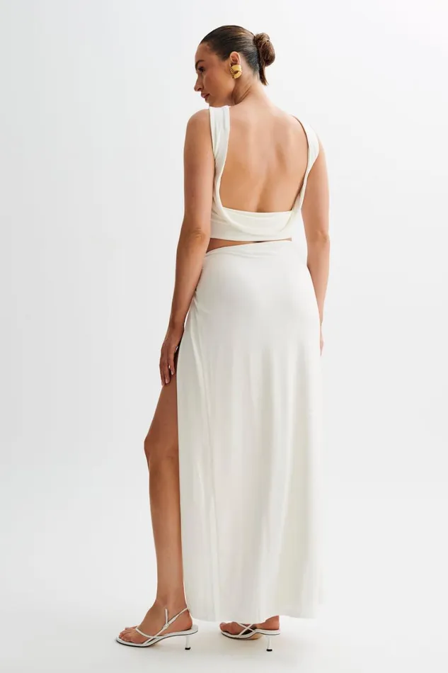 Women Meshki Bottoms Suri Slinky Maxi Skirt With Gold Hardware 8211 White
