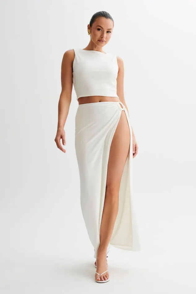 Women Meshki Bottoms Suri Slinky Maxi Skirt With Gold Hardware 8211 White