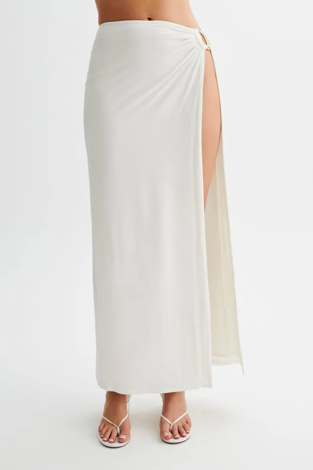 Women Meshki Bottoms Suri Slinky Maxi Skirt With Gold Hardware 8211 White