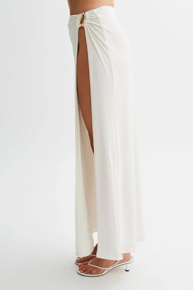 Women Meshki Bottoms Suri Slinky Maxi Skirt With Gold Hardware 8211 White