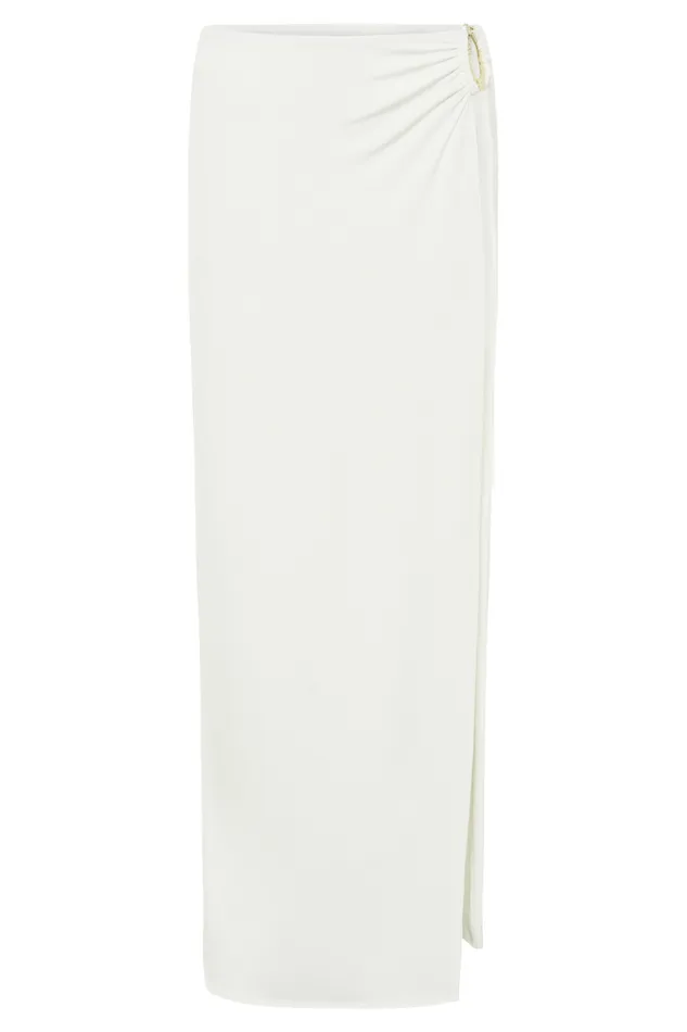 Women Meshki Bottoms Suri Slinky Maxi Skirt With Gold Hardware 8211 White