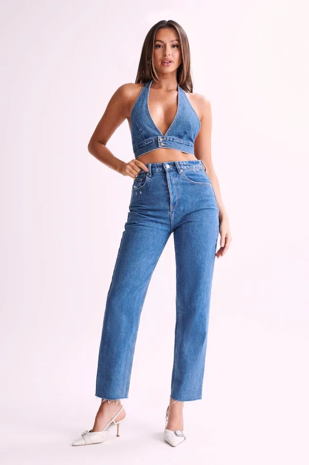 Women Meshki Bottoms Tina Mom Jean 8211 70039S Blue