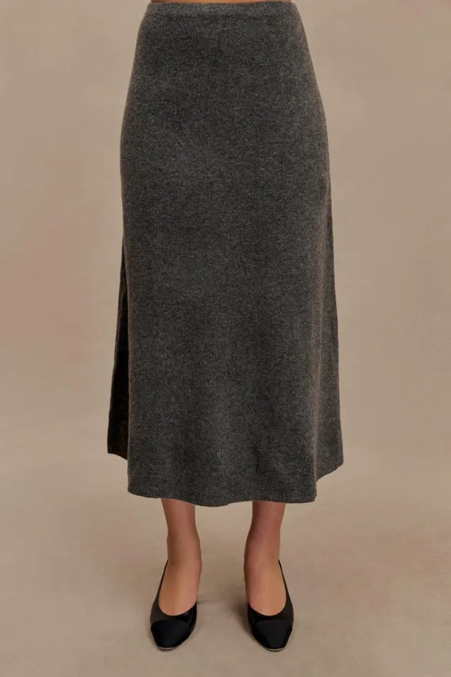 Women Meshki Bottoms Vivica Knit Maxi Skirt 8211 Charcoal Marle