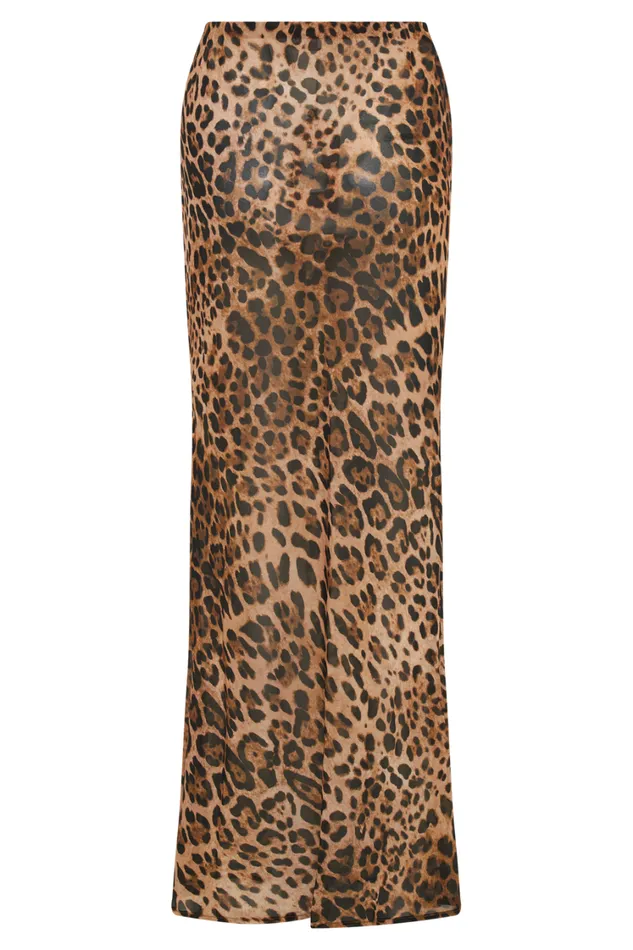 Women Meshki Bottoms Yvonne Chiffon Maxi Skirt 8211 Leopard Print