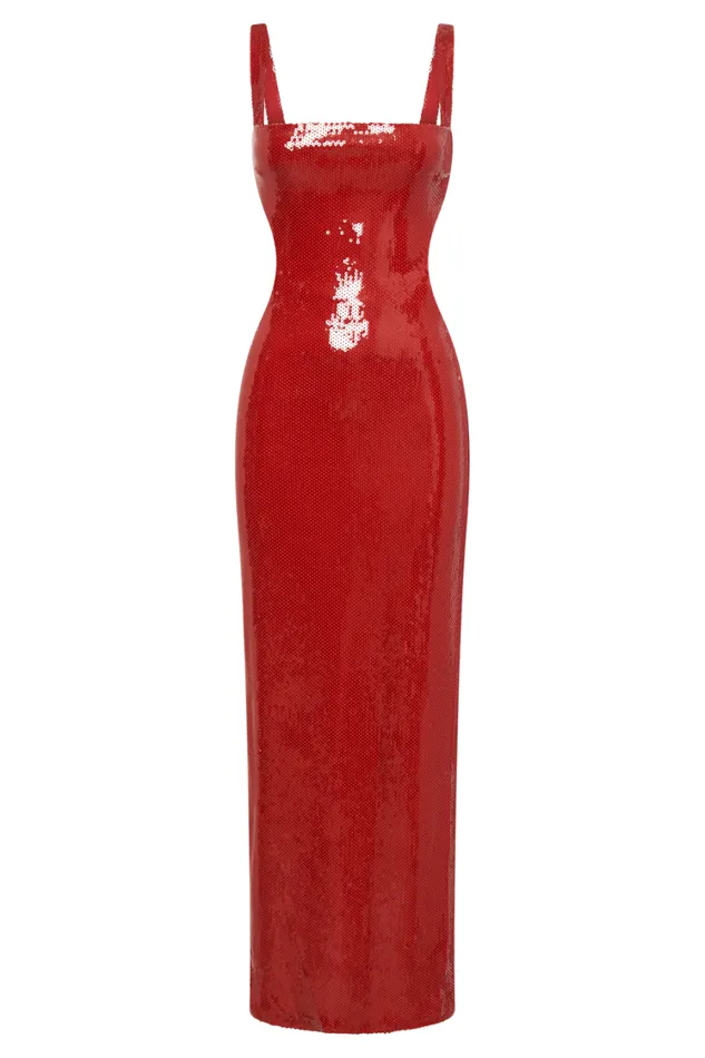 Women Meshki Dresses Adoria Sequin Cut Out Maxi Dress 8211 Red