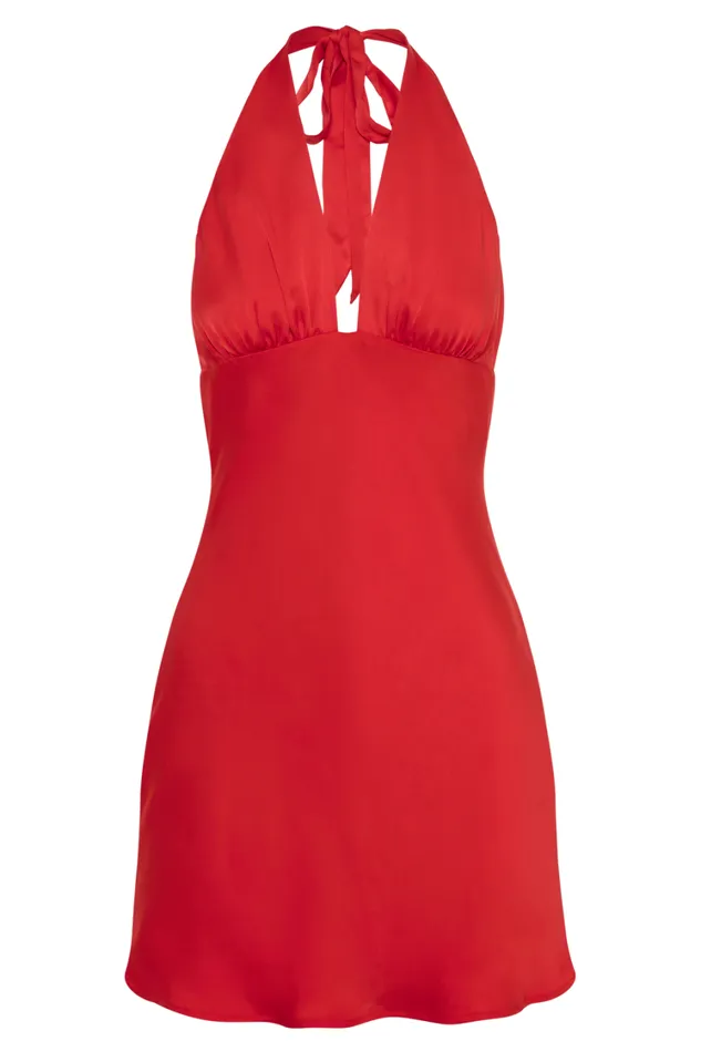 Women Meshki Dresses Aimee Halter Mini Dress 8211 Red