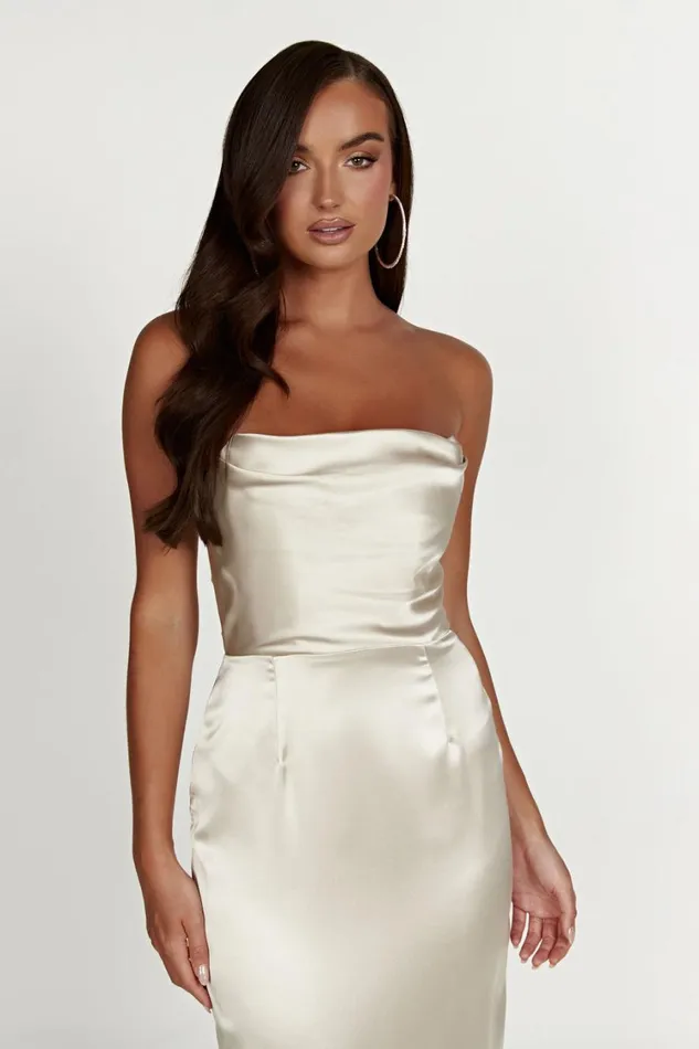 Women Meshki Dresses Alanis Strapless Maxi Dress 8211 Champagne
