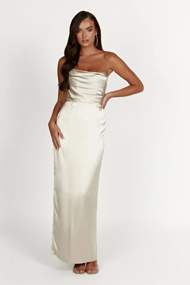 Women Meshki Dresses Alanis Strapless Maxi Dress 8211 Champagne