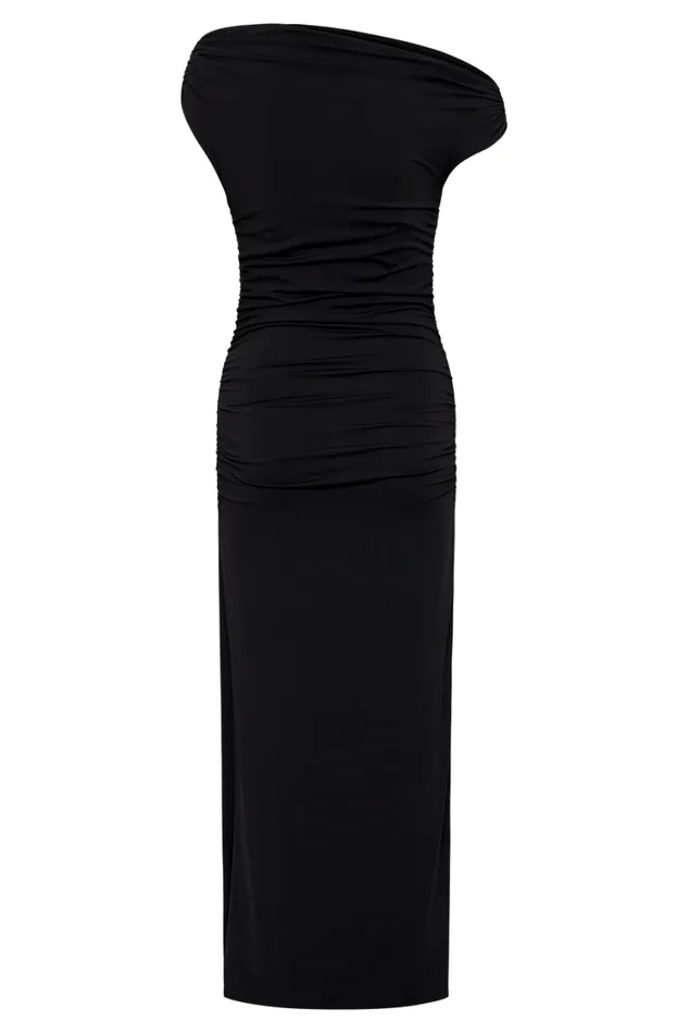 Women Meshki Dresses Alayna Recycled Nylon Midi Dress 8211 Black