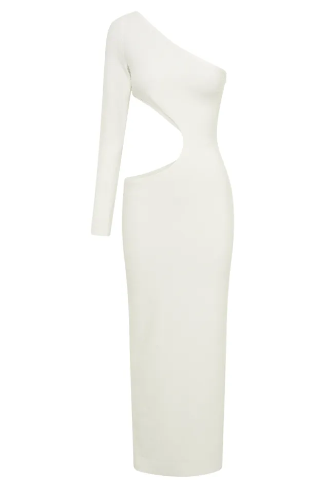 Women Meshki Dresses Alisson Hot Fix Crepe One Shoulder Maxi Dress 8211 White