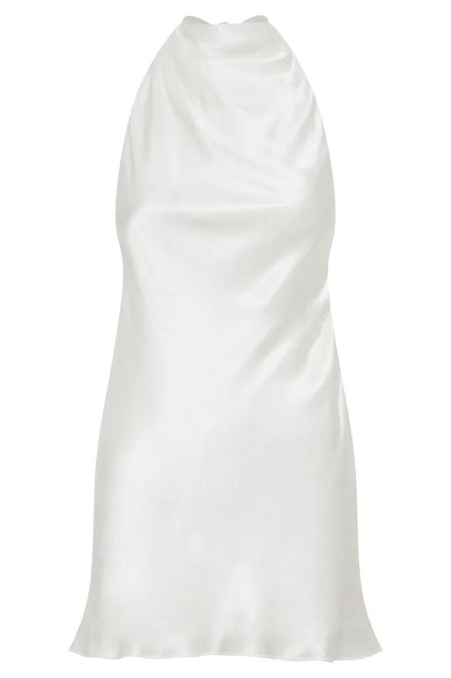 Women Meshki Dresses Allison Satin Halter Mini Dress 8211 White