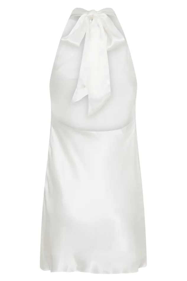 Women Meshki Dresses Allison Satin Halter Mini Dress 8211 White