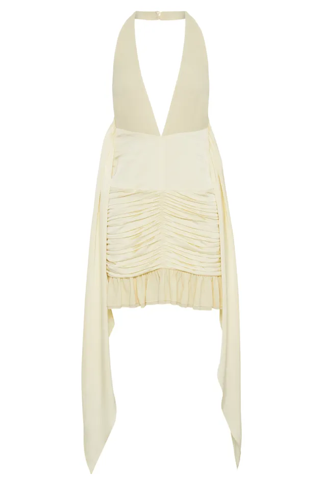 Women Meshki Dresses Ambrosi Satin Chiffon Mini Dress 8211 Lemon Sherbet