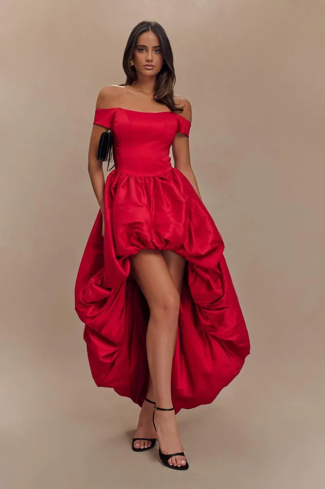 Women Meshki Dresses Amelia Bubble Maxi Dress 8211 Ruby Red