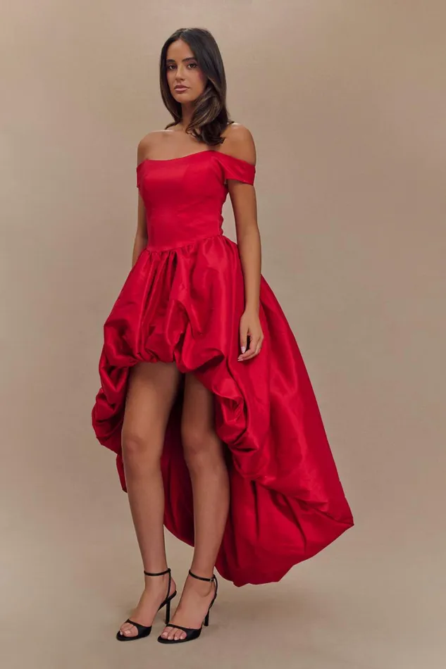 Women Meshki Dresses Amelia Bubble Maxi Dress 8211 Ruby Red