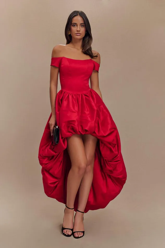 Women Meshki Dresses Amelia Bubble Maxi Dress 8211 Ruby Red