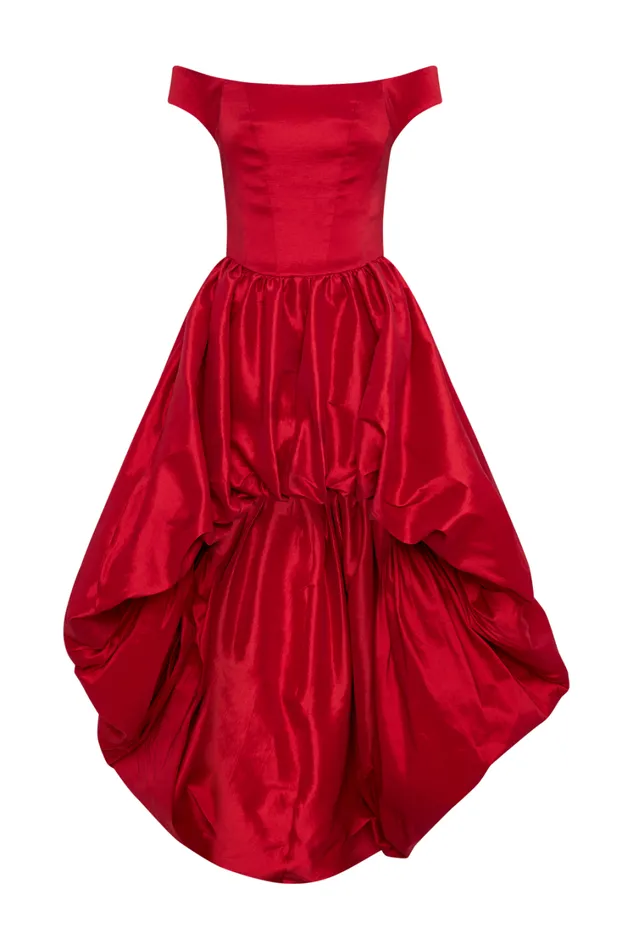 Women Meshki Dresses Amelia Bubble Maxi Dress 8211 Ruby Red