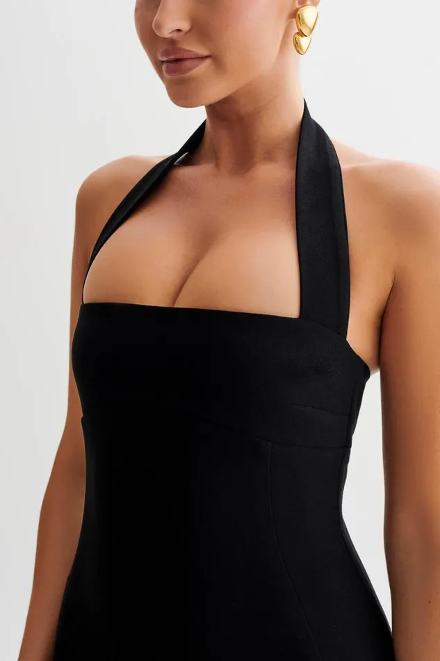Women Meshki Dresses Amelita Suiting Halter Midi Dress 8211 Black