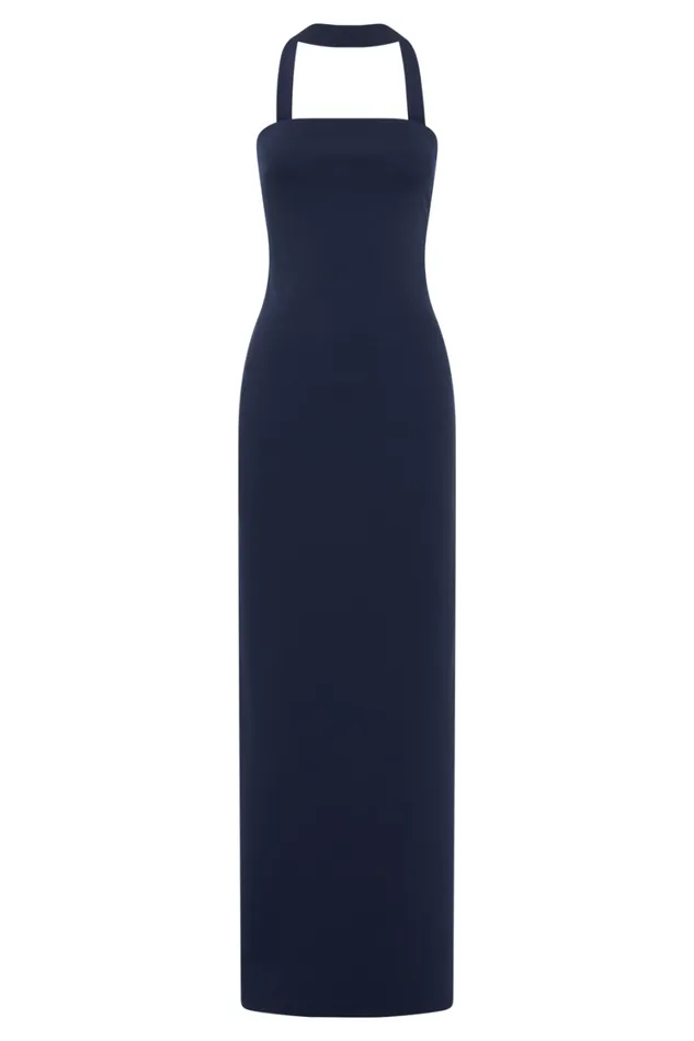 Women Meshki Dresses Amelita Suiting Halter Midi Dress 8211 Navy