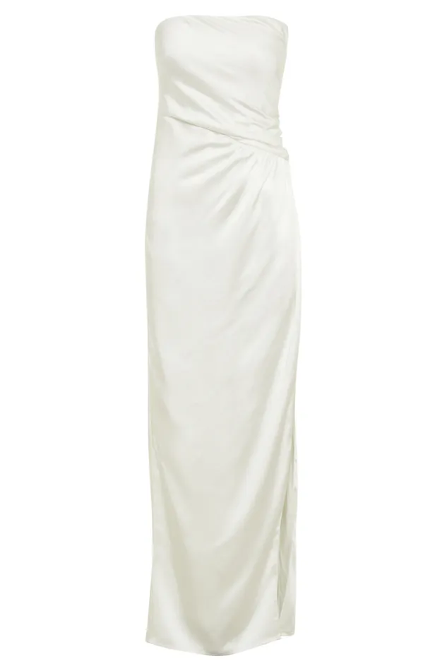 Women Meshki Dresses Aminah Draped Strapless Maxi Dress 8211 Ivory