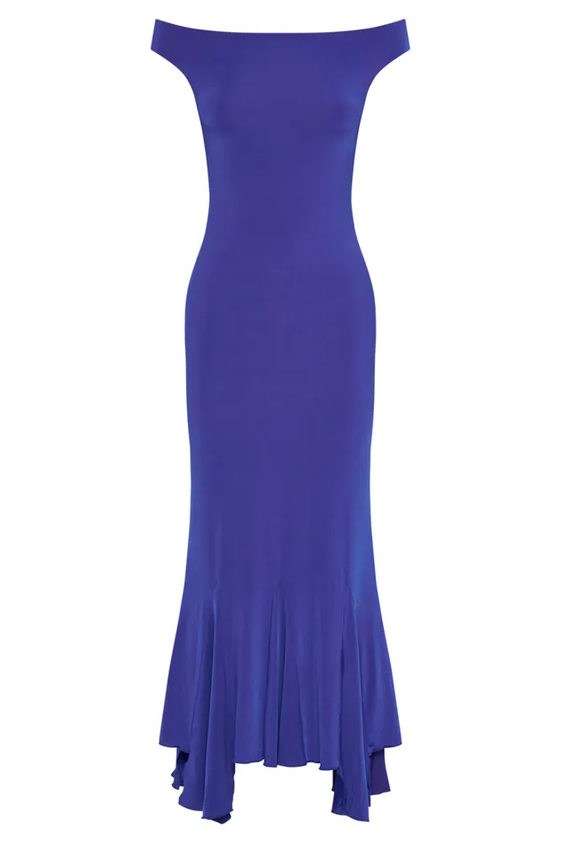 Women Meshki Dresses Analina Slinky Handkerchief Midi Dress 8211 Cobalt Blue