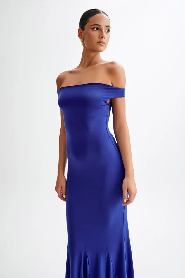 Women Meshki Dresses Analina Slinky Handkerchief Midi Dress 8211 Cobalt Blue