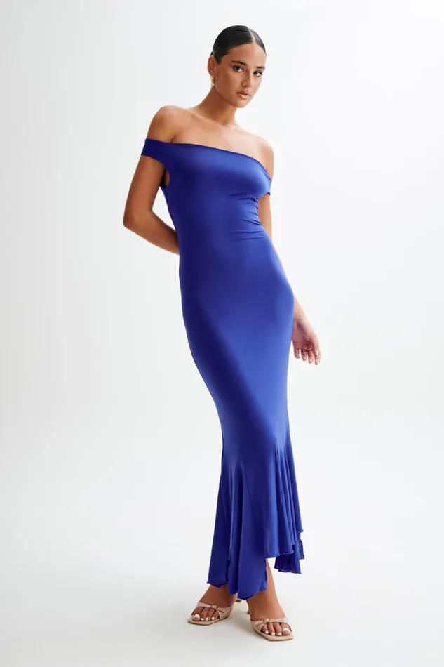 Women Meshki Dresses Analina Slinky Handkerchief Midi Dress 8211 Cobalt Blue