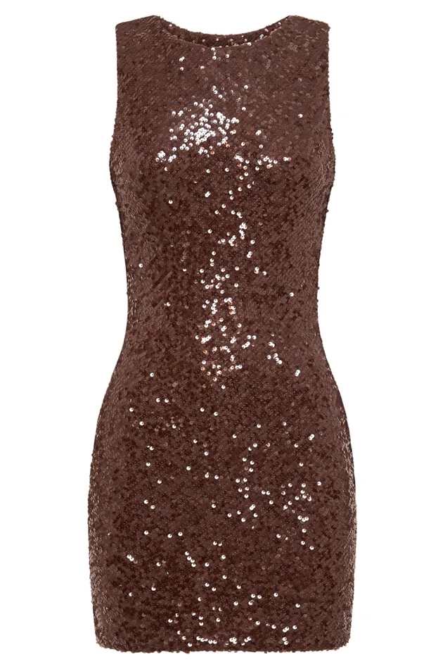 Women Meshki Dresses Anastasia Sequin Mini Dress 8211 Chocolate