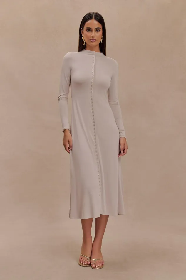 Women Meshki Dresses Anders Peached Jersey Midi Dress 8211 Taupe