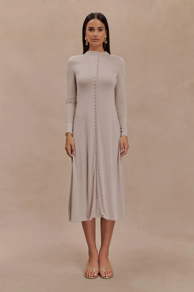 Women Meshki Dresses Anders Peached Jersey Midi Dress 8211 Taupe